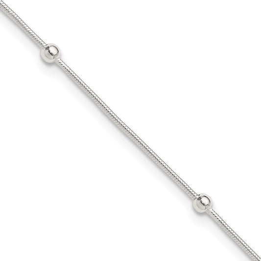 Sterling Silver 9In Plus1.5 In Ext Polished Anklet