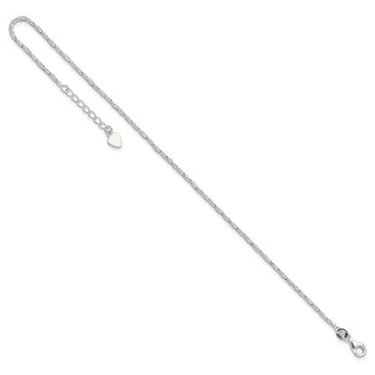 Sterling Silver Polished 9In Plus 1In Ext. Anklet