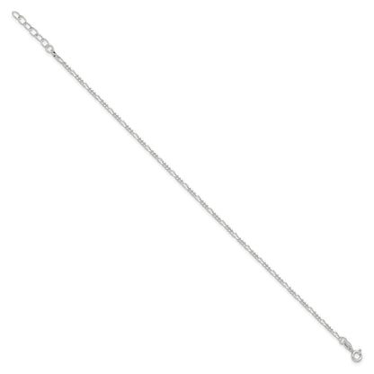 Sterling Silver Diamond Cut Polished Figaro 9In Plus 1In Ext. Anklet
