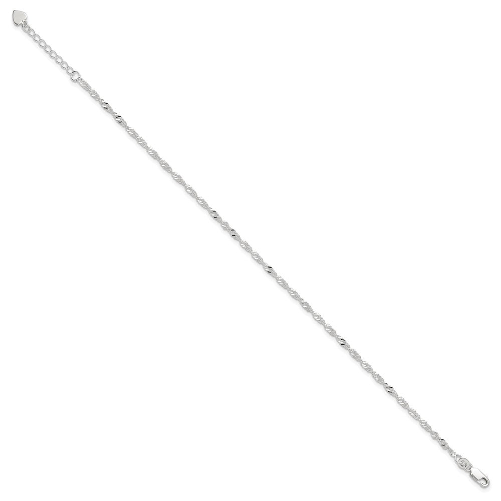 Sterling Silver D/C Polished 9In Including A 1In Ext. Anklet