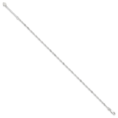 Sterling Silver D/C Polished 9In Including A 1In Ext. Anklet