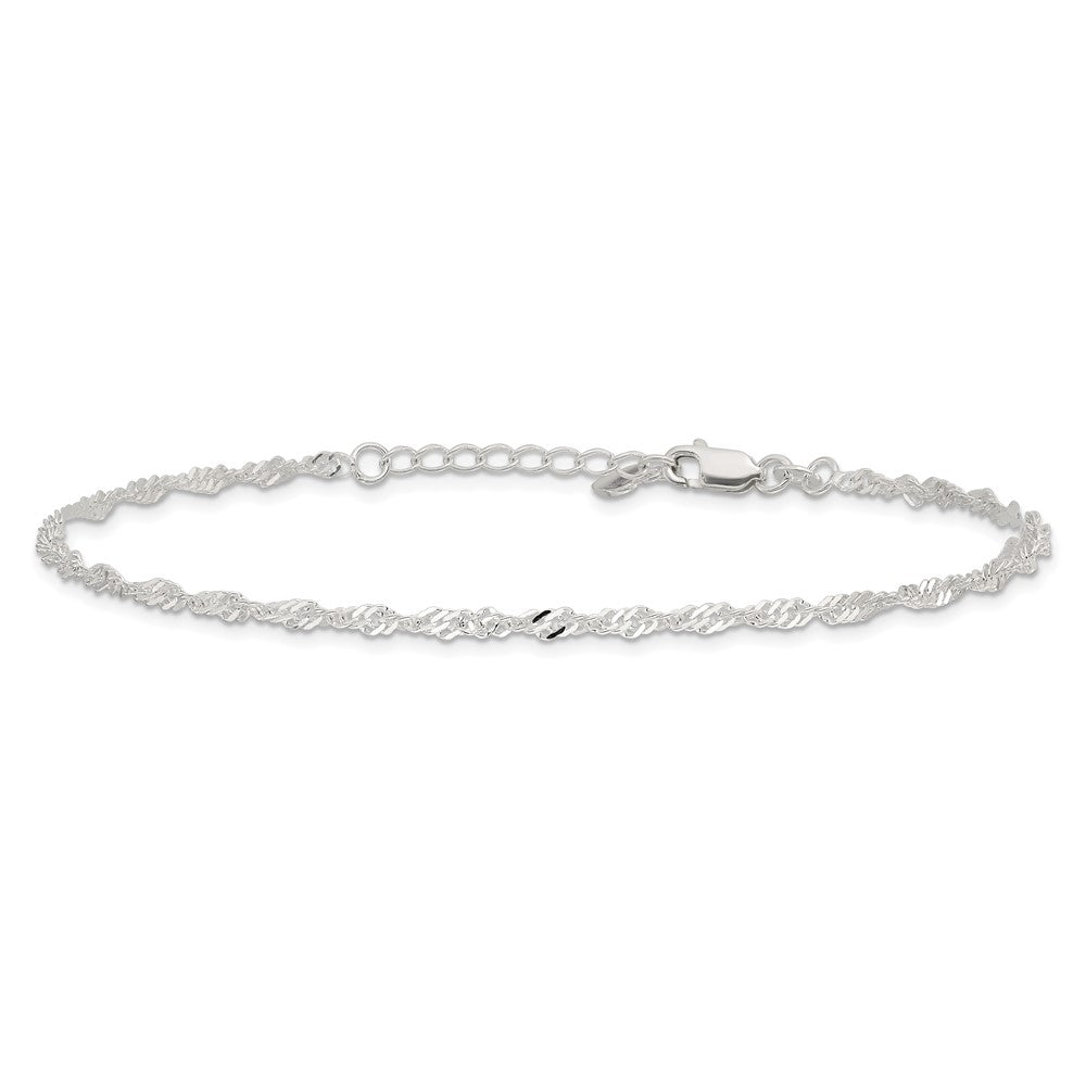 Sterling Silver D/C Polished 9In Including A 1In Ext. Anklet
