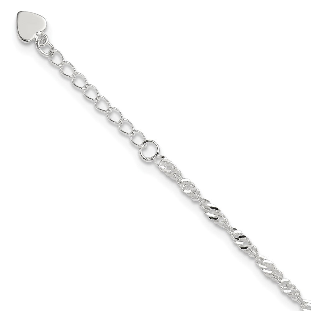Sterling Silver D/C Polished 9In Including A 1In Ext. Anklet