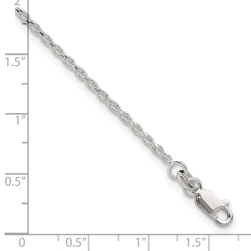 Sterling Silver Adjustable Diamond-Cut Rope 9In Plus 1In Ext. Anklet