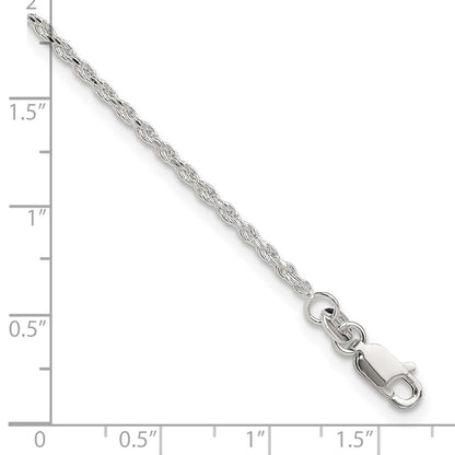 Sterling Silver Adjustable Diamond-Cut Rope 9In Plus 1In Ext. Anklet
