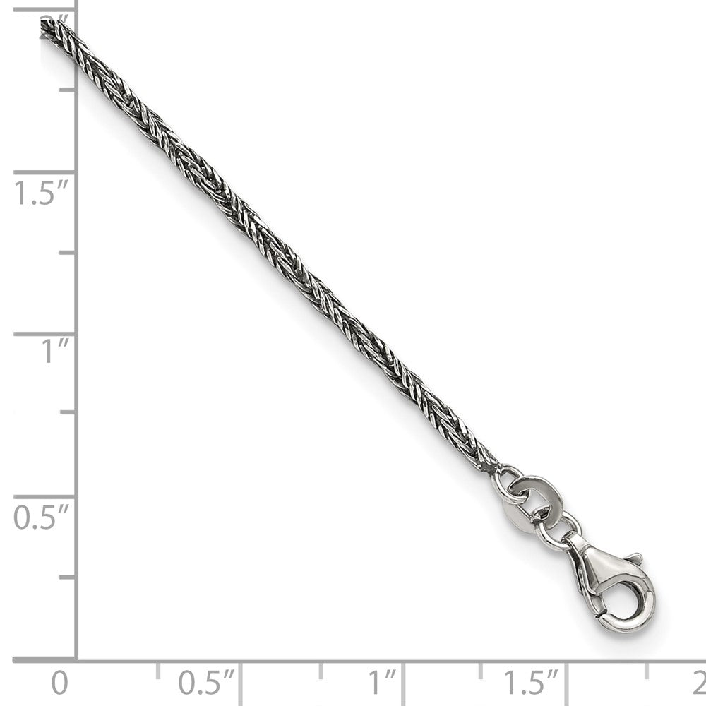 Sterling Silver 1.45mm Antiqued Anklet