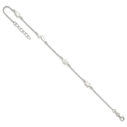 Sterling Silver Polished Animal 9In Plus 1In Ext. Anklet