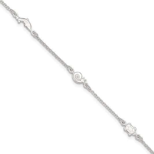 Sterling Silver Polished Animal 9In Plus 1In Ext. Anklet