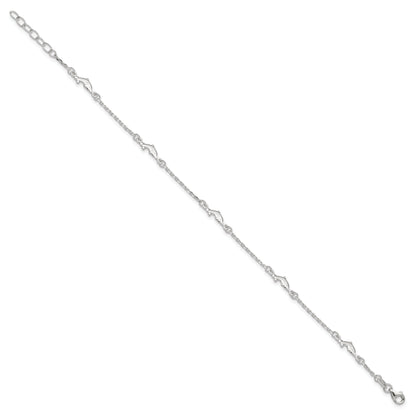 Sterling Silver Polished Dolphin 9In Plus 1In Ext. Anklet
