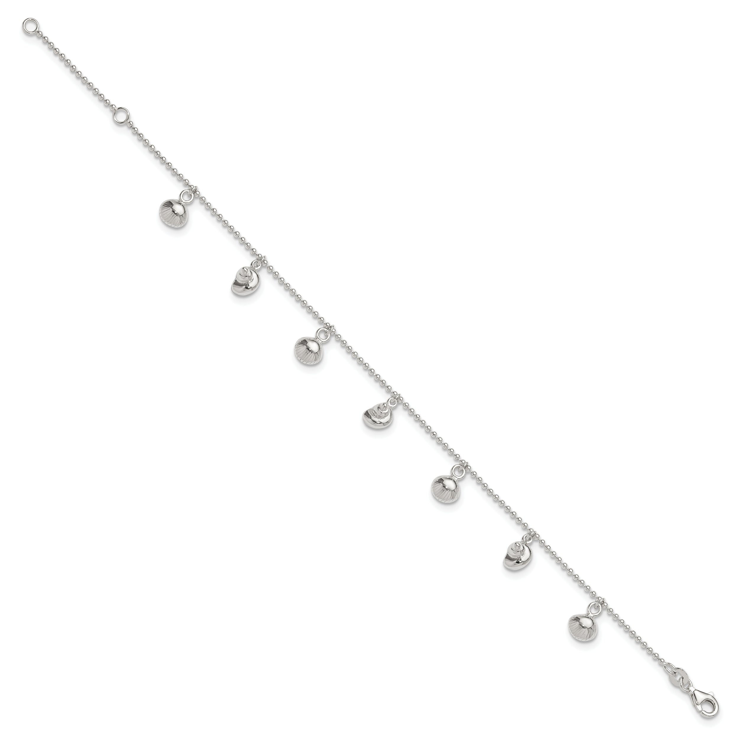 Sterling Silver Sea Shell 8In Plus 1In Ext. Anklet