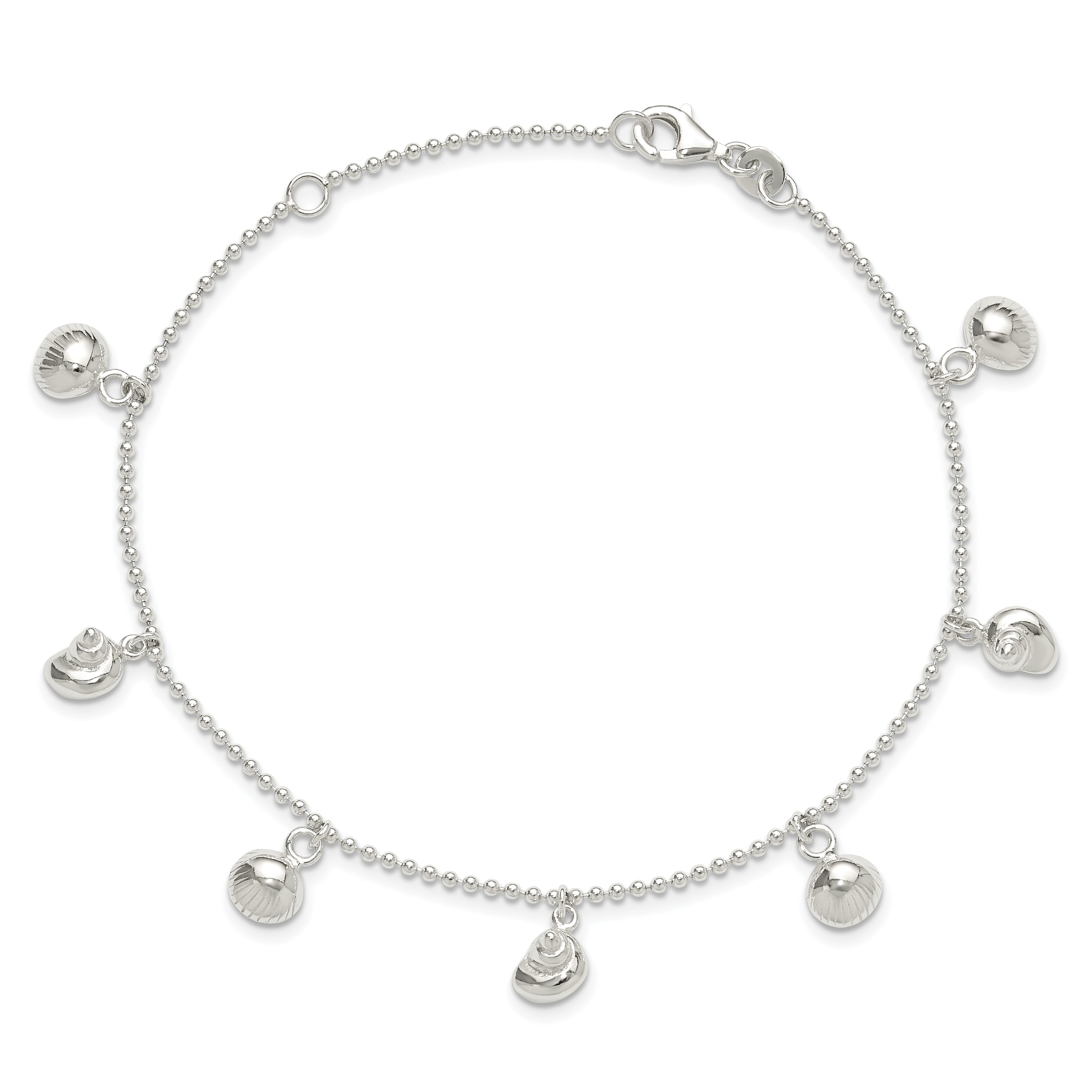 Sterling Silver Sea Shell 8In Plus 1In Ext. Anklet