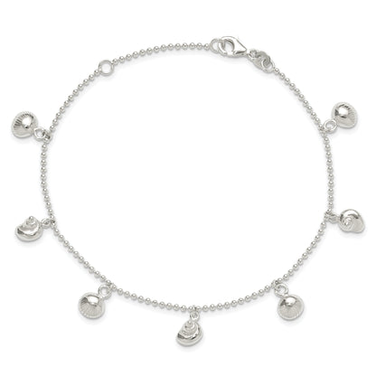 Sterling Silver Sea Shell 8In Plus 1In Ext. Anklet