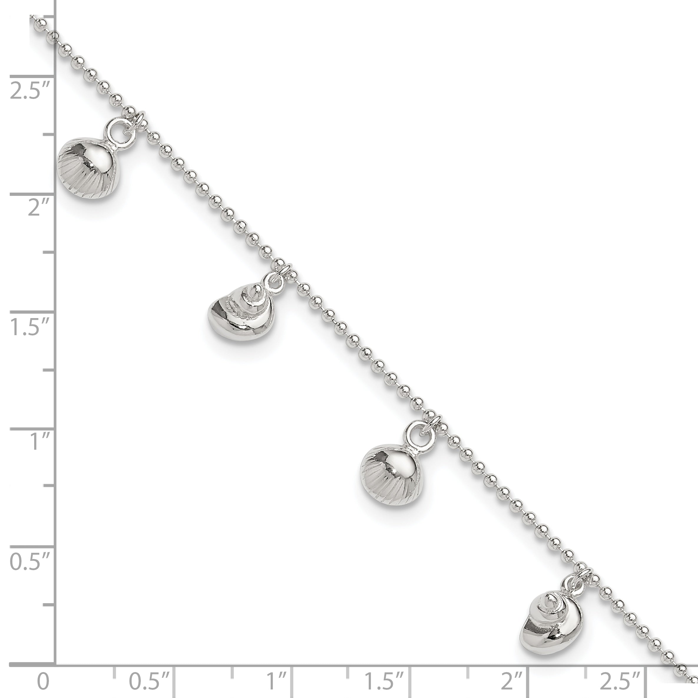 Sterling Silver Sea Shell 8In Plus 1In Ext. Anklet