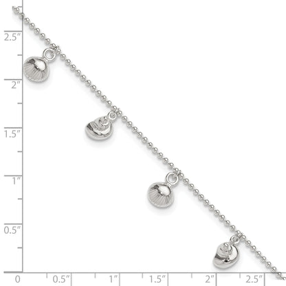 Sterling Silver Sea Shell 8In Plus 1In Ext. Anklet
