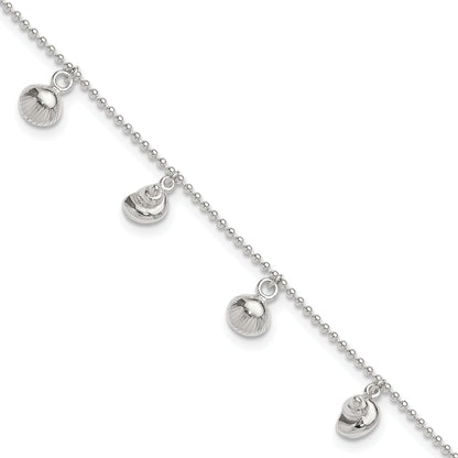 Sterling Silver Sea Shell 8In Plus 1In Ext. Anklet