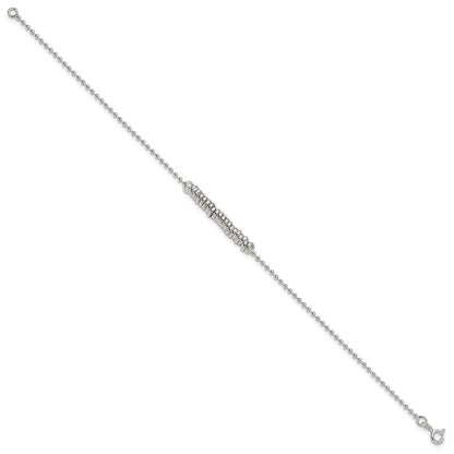 Sterling Silver 9Inch Polished Fancy Love Ring Anklet