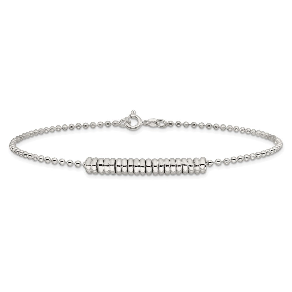 Sterling Silver 10Inch Polished Fancy Love Ring Anklet