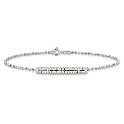 Sterling Silver 10Inch Polished Fancy Love Ring Anklet