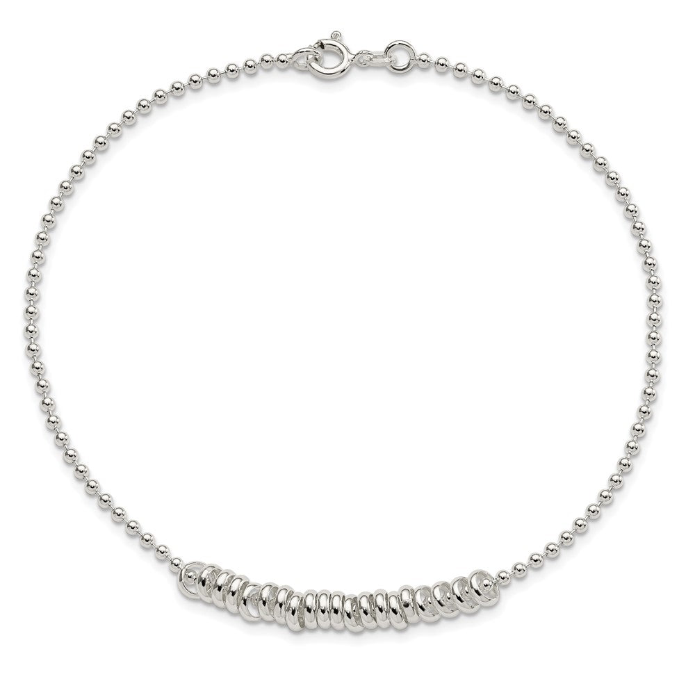 Sterling Silver 10Inch Polished Fancy Love Ring Anklet