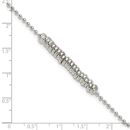 Sterling Silver 10Inch Polished Fancy Love Ring Anklet