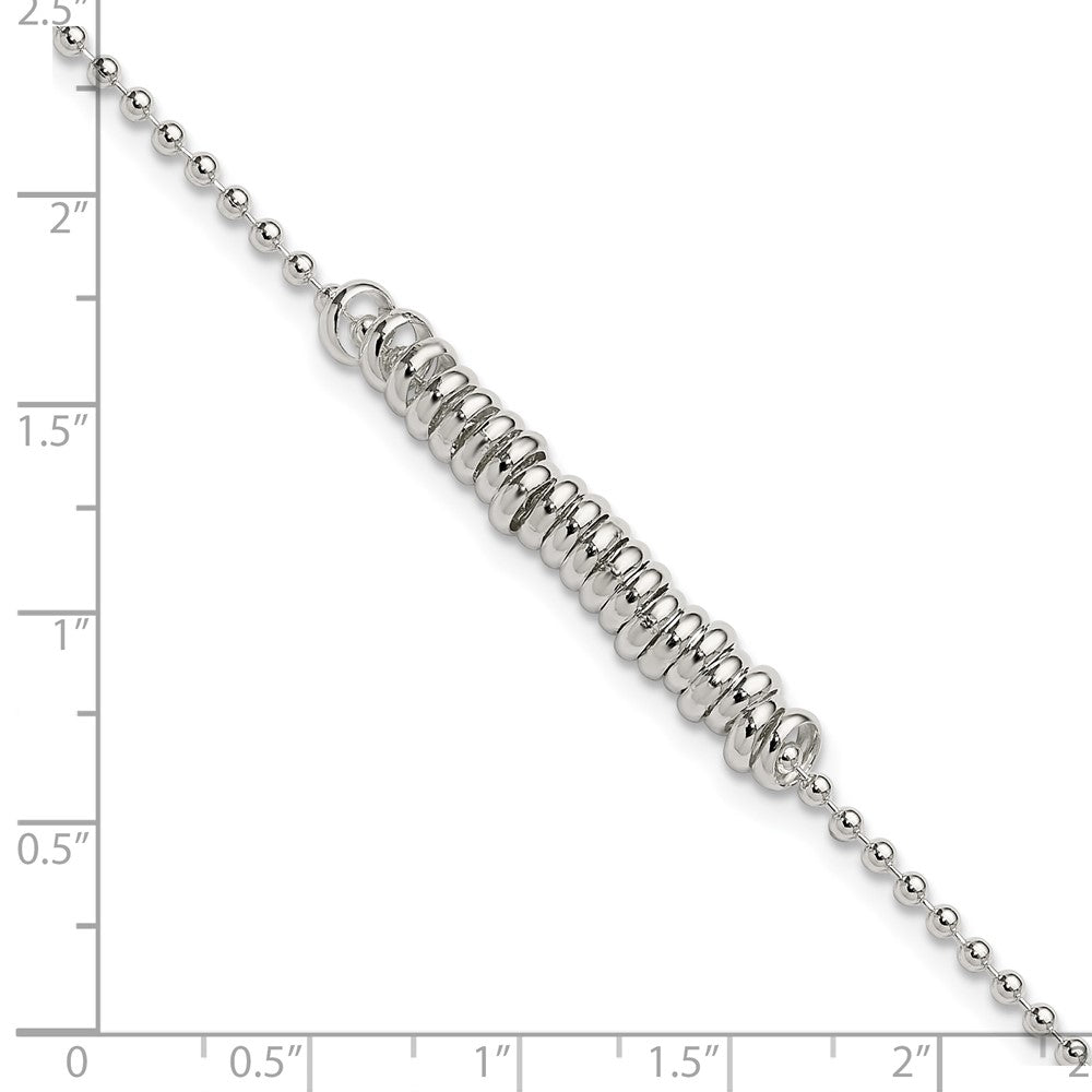 Sterling Silver 9Inch Polished Fancy Love Ring Anklet