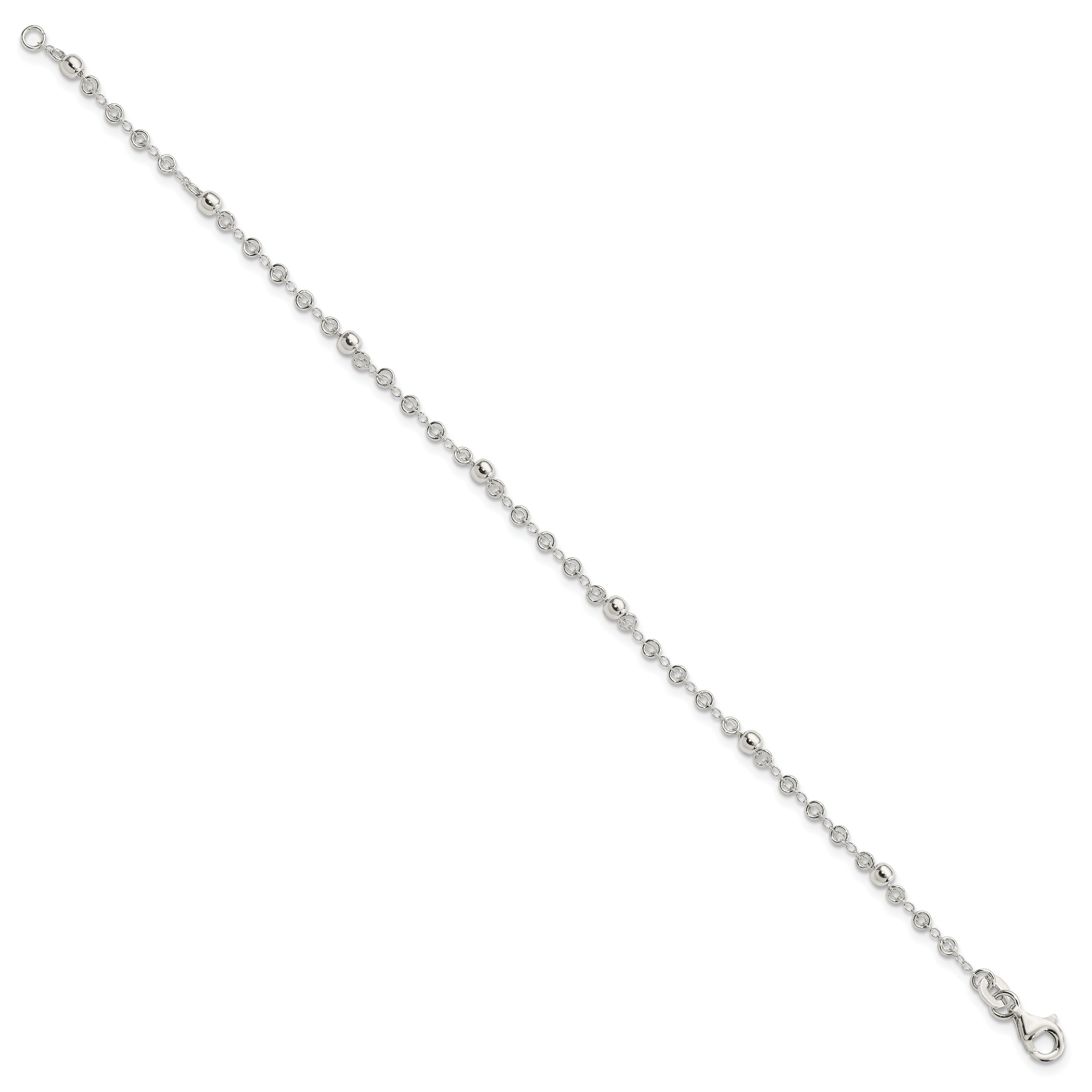 7.5 Inch Sterling Silver Polished Fancy Bead Bracelet