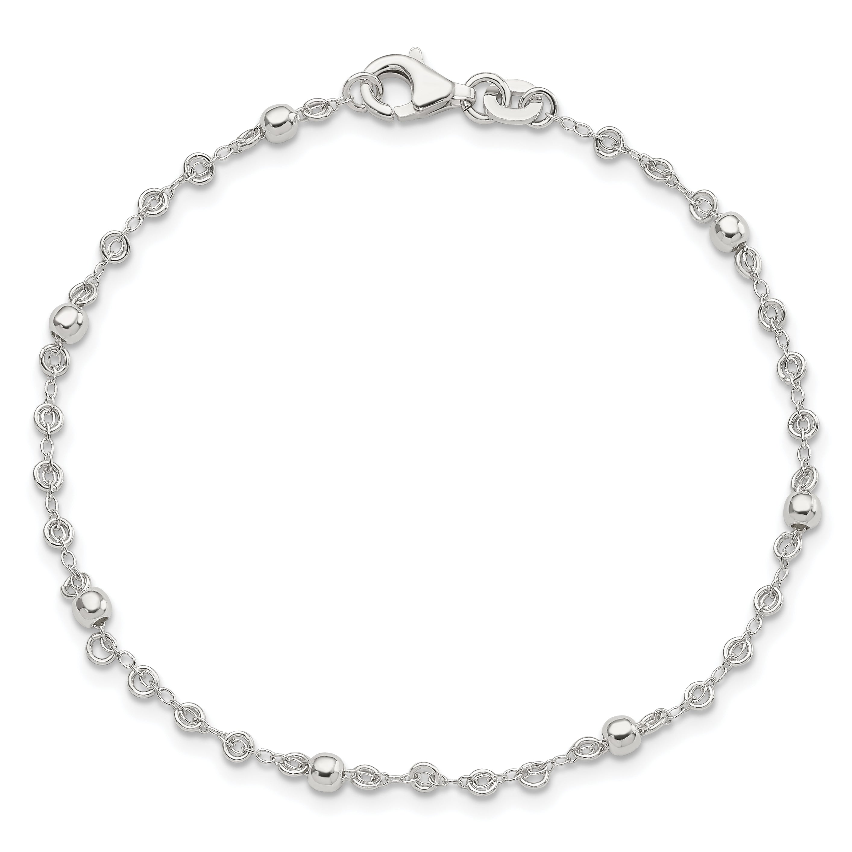 7.5 Inch Sterling Silver Polished Fancy Bead Bracelet