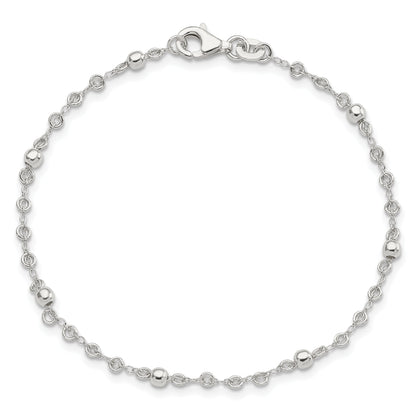 7.5 Inch Sterling Silver Polished Fancy Bead Bracelet