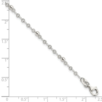 7.5 Inch Sterling Silver Polished Fancy Bead Bracelet