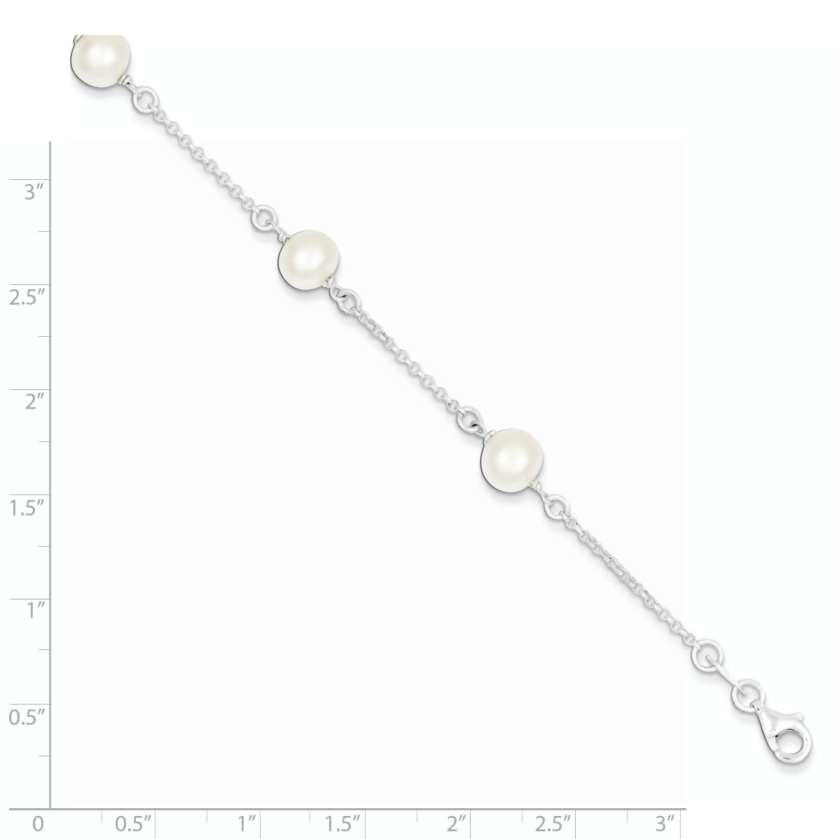 7.25 Inch Sterling Silver Fw Cultured Pearl Bracelet