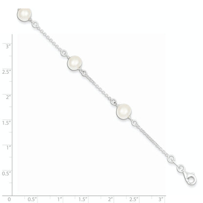 7.25 Inch Sterling Silver Fw Cultured Pearl Bracelet