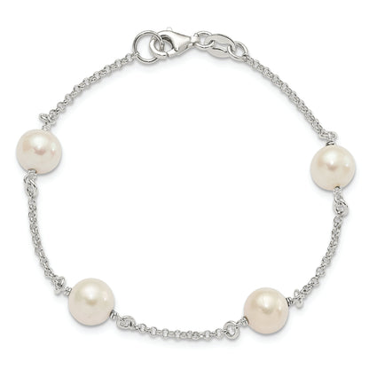 7.25 Inch Sterling Silver Fw Cultured Pearl Bracelet