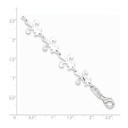 7.5 Inch Sterling Silver Polished Fleur De Lis Bracelet