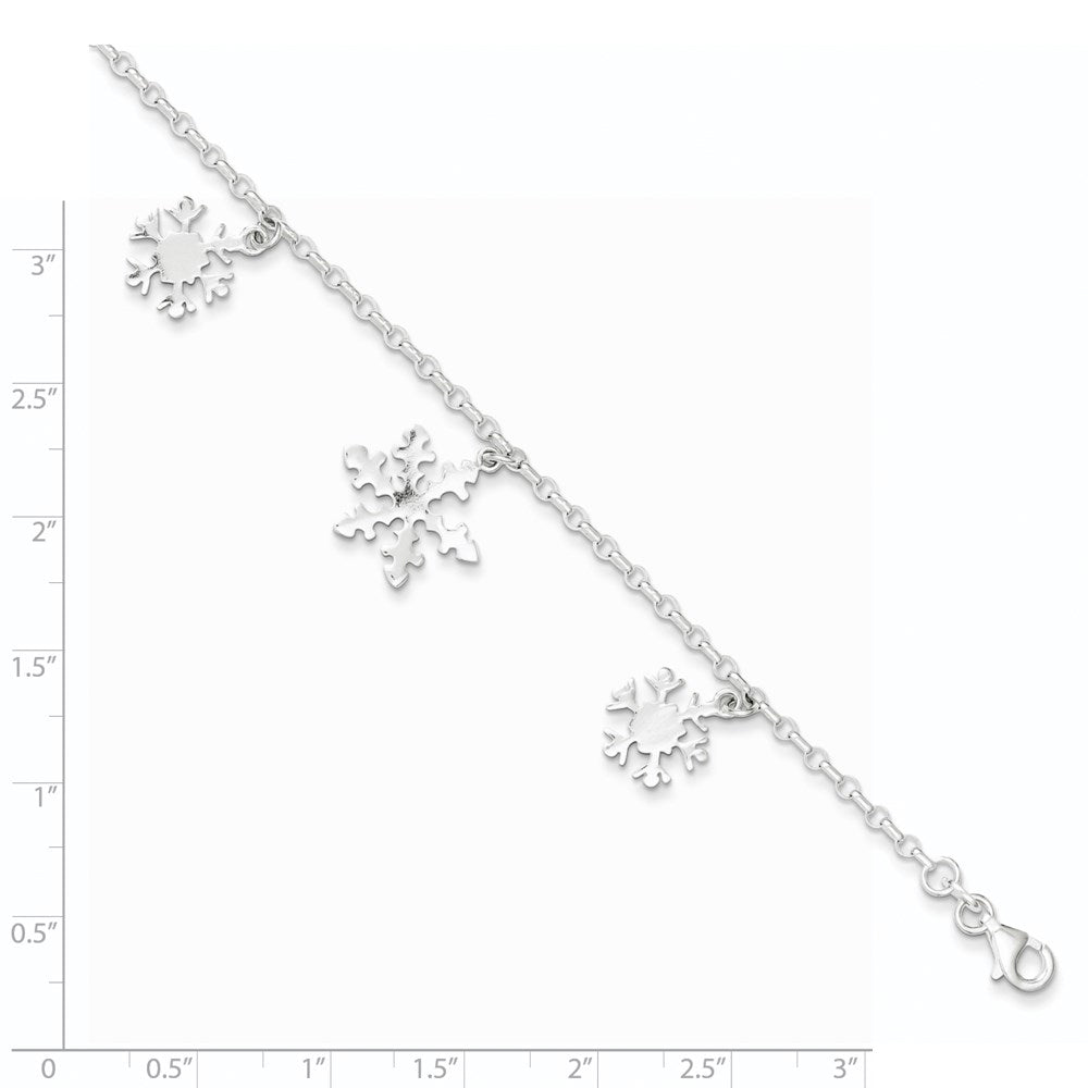7.5 Inch Sterling Silver Diamond-Cut Snowflake Bracelet