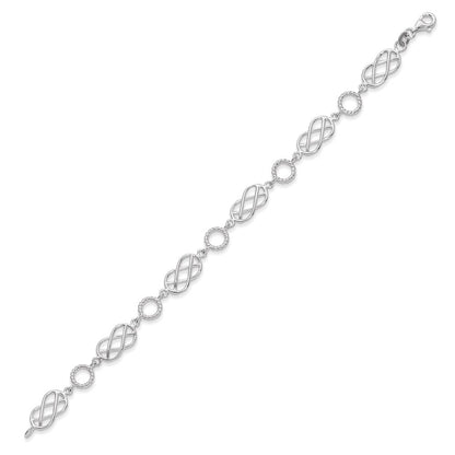7.25 Inch Sterling Silver Pretzel Circle Bracelet