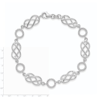 7.25 Inch Sterling Silver Pretzel Circle Bracelet
