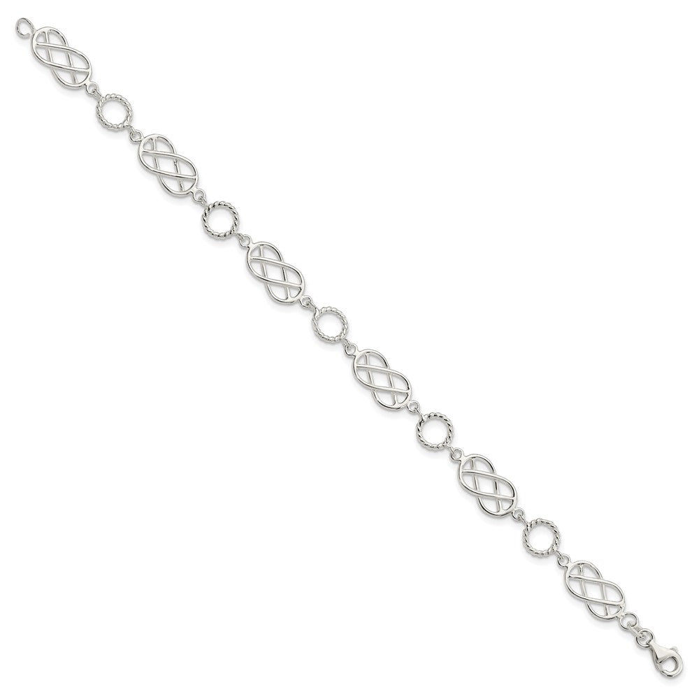 7.25 Inch Sterling Silver Pretzel Circle Bracelet