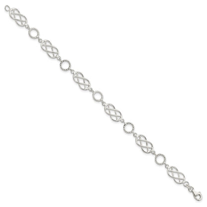 7.25 Inch Sterling Silver Pretzel Circle Bracelet