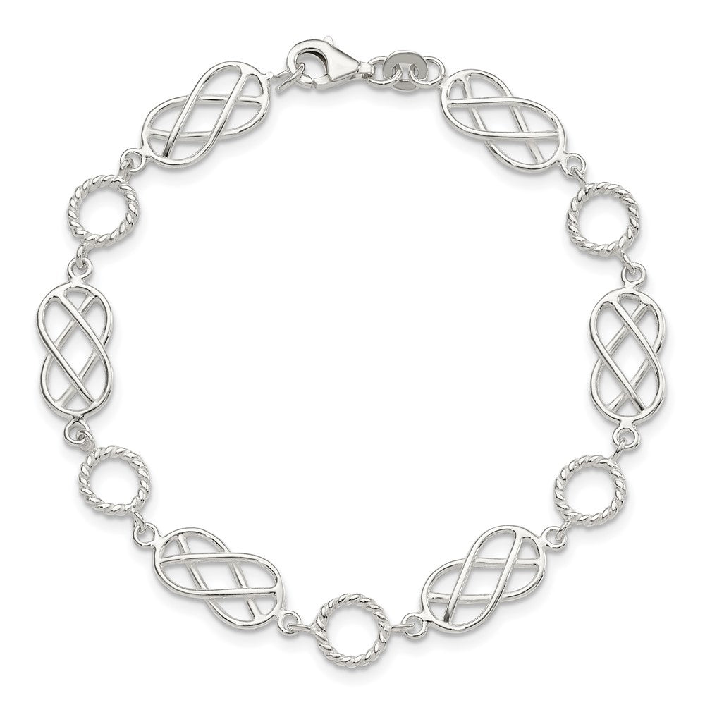 7.25 Inch Sterling Silver Pretzel Circle Bracelet