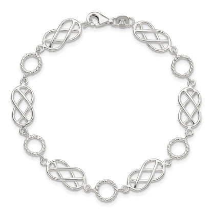 7.25 Inch Sterling Silver Pretzel Circle Bracelet