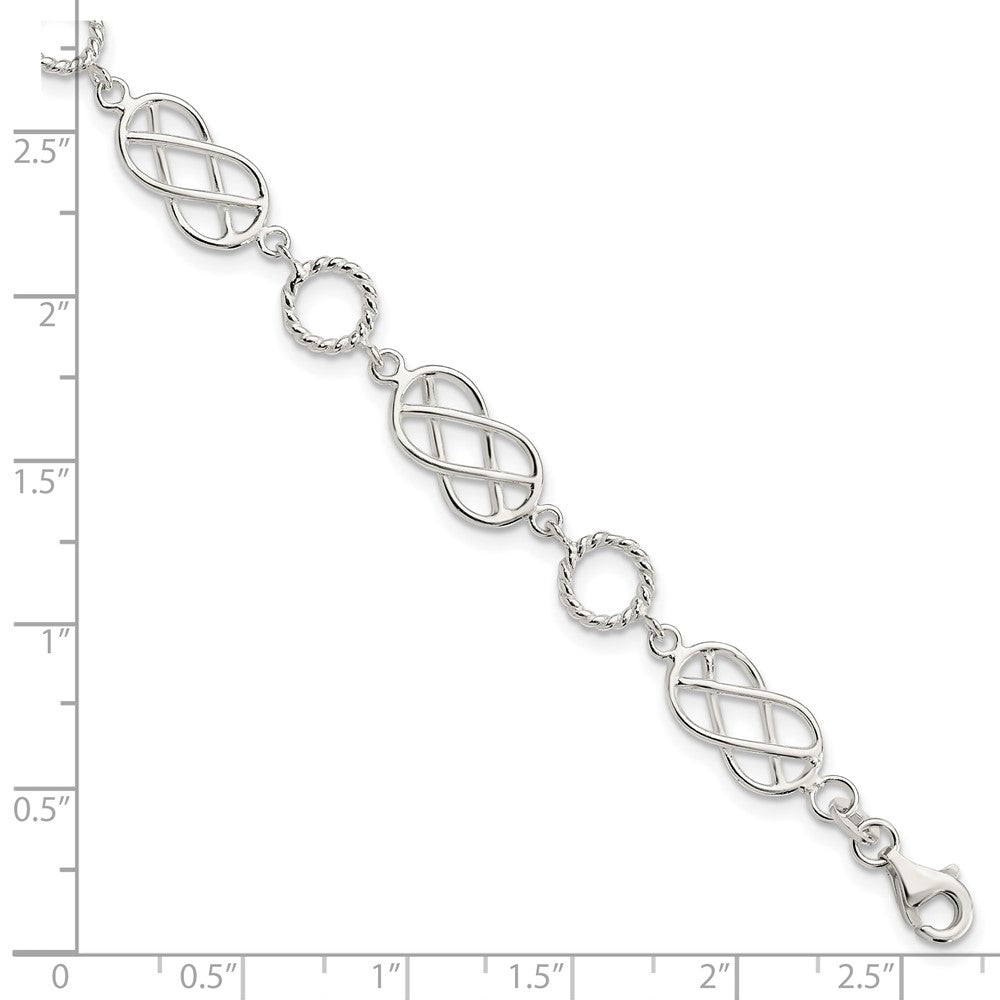 7.25 Inch Sterling Silver Pretzel Circle Bracelet