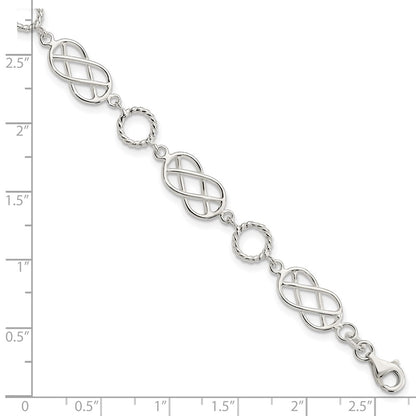 7.25 Inch Sterling Silver Pretzel Circle Bracelet