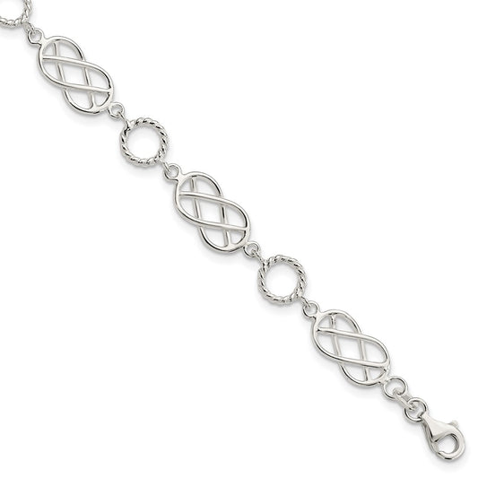 7.25 Inch Sterling Silver Pretzel Circle Bracelet