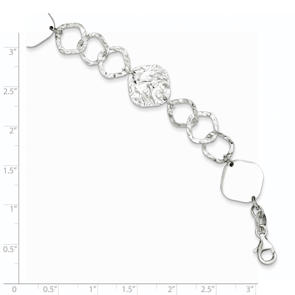 7.5 Inch Sterling Silver Polished And Textured Fancy Link Bracelet