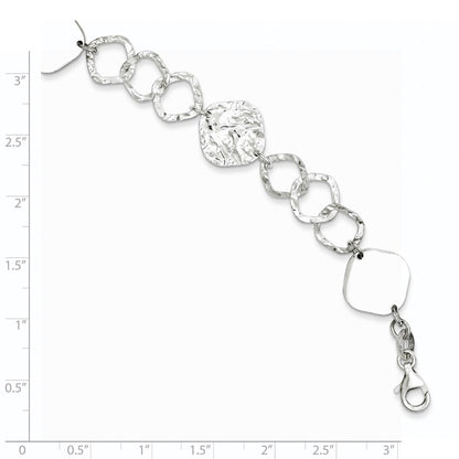 7.5 Inch Sterling Silver Polished And Textured Fancy Link Bracelet
