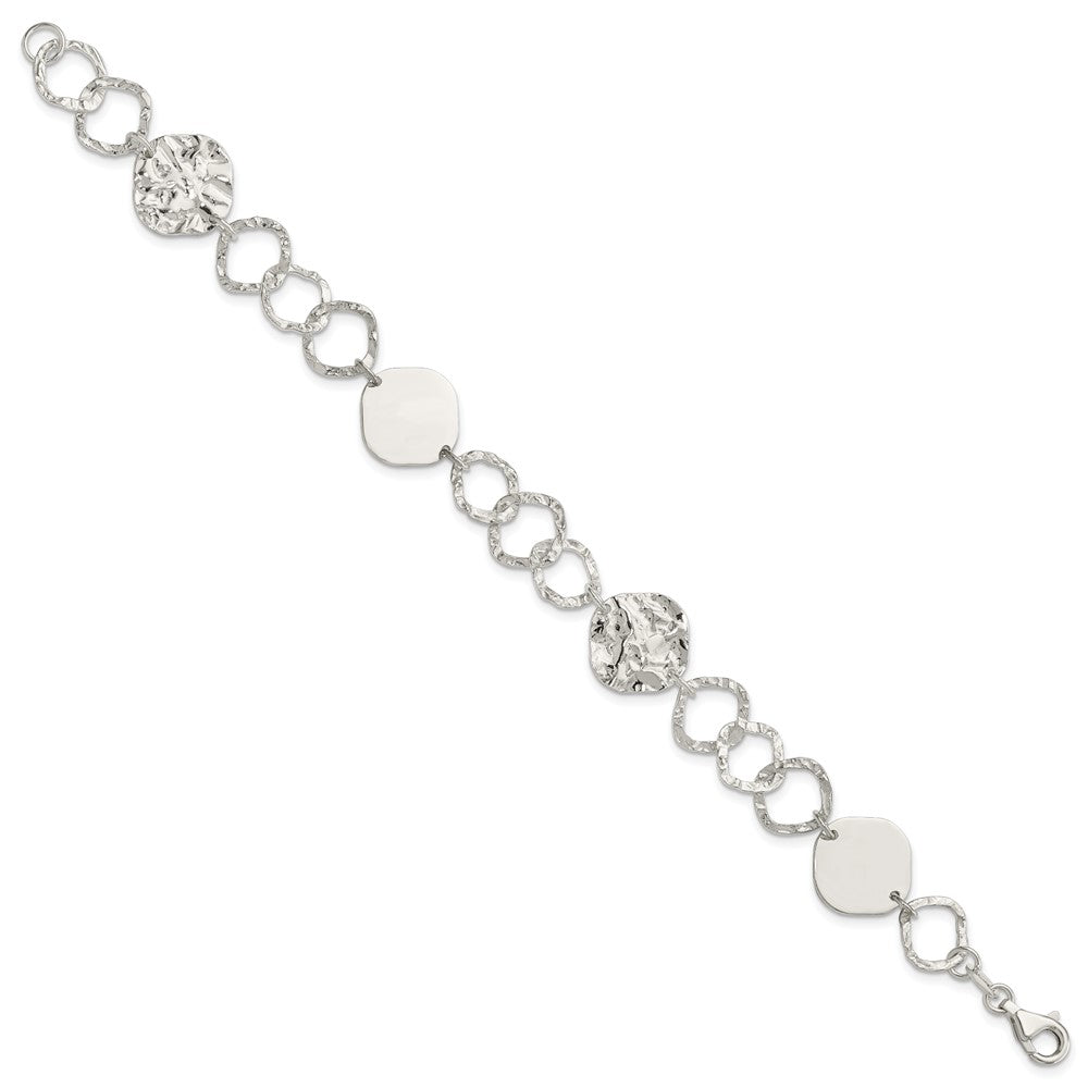 7.5 Inch Sterling Silver Polished And Textured Fancy Link Bracelet