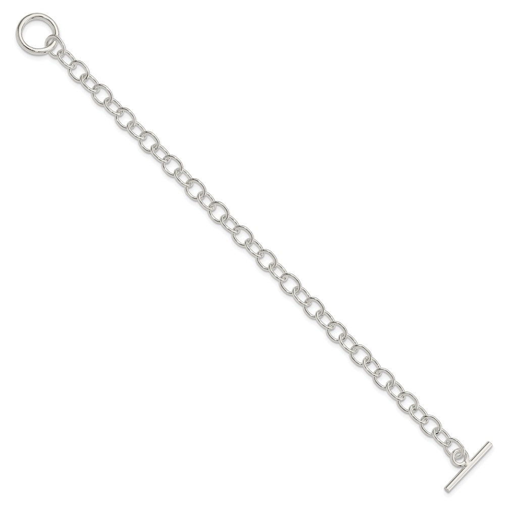 7.5 Inch Sterling Silver Polished Fancy Link Toggle Bracelet