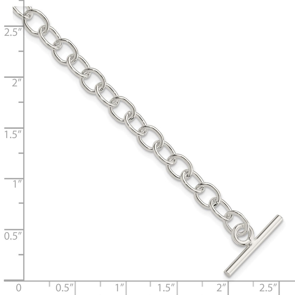 7.5 Inch Sterling Silver Polished Fancy Link Toggle Bracelet