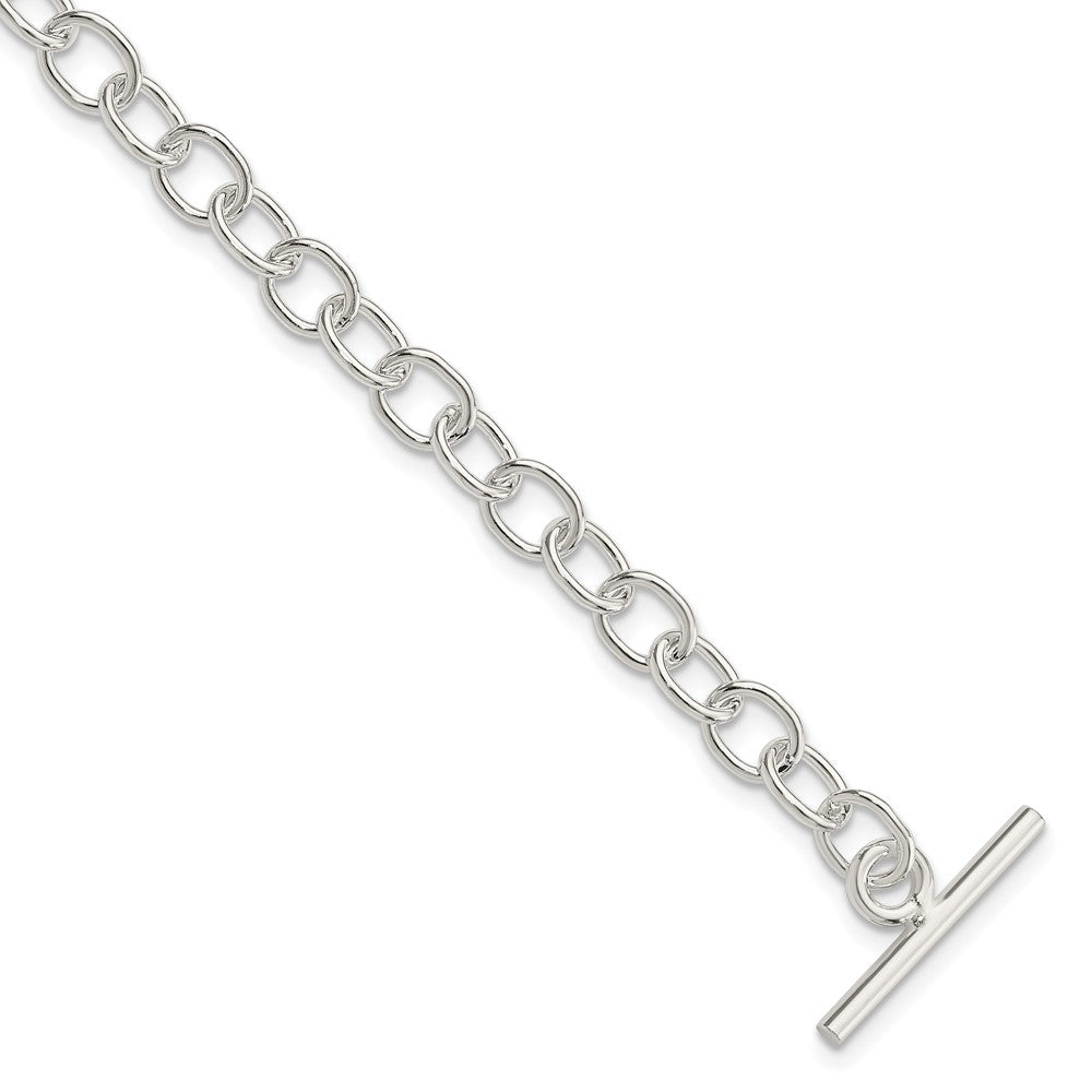 7.5 Inch Sterling Silver Polished Fancy Link Toggle Bracelet