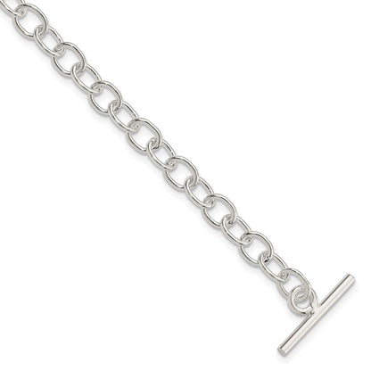7.5 Inch Sterling Silver Polished Fancy Link Toggle Bracelet